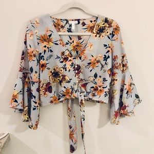Nordstrom Leith Floral Cropped Blouse
